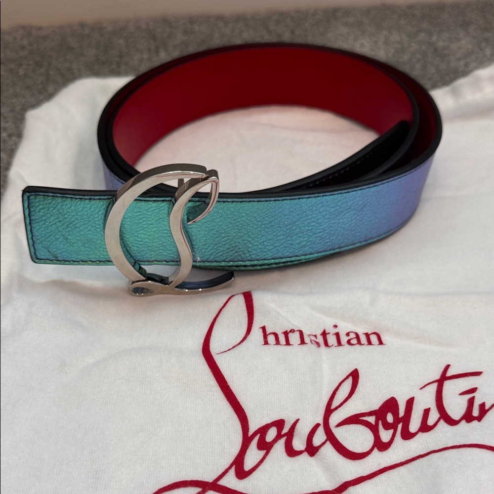 Christian Louboutin Iridescent blue rainbow Belt